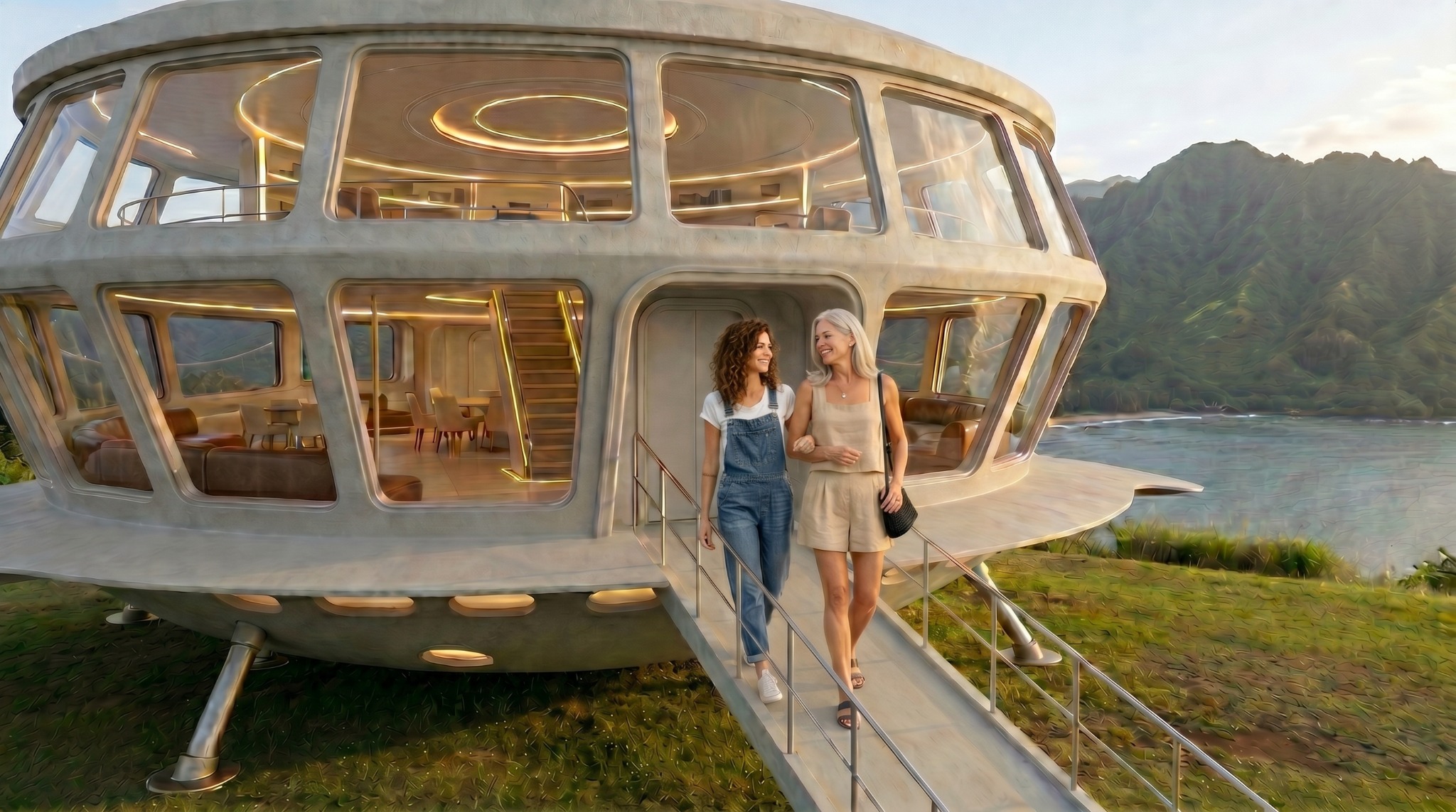 Concept art of Lumma, the living biological vessel, grounded near the Hawai‘i coast