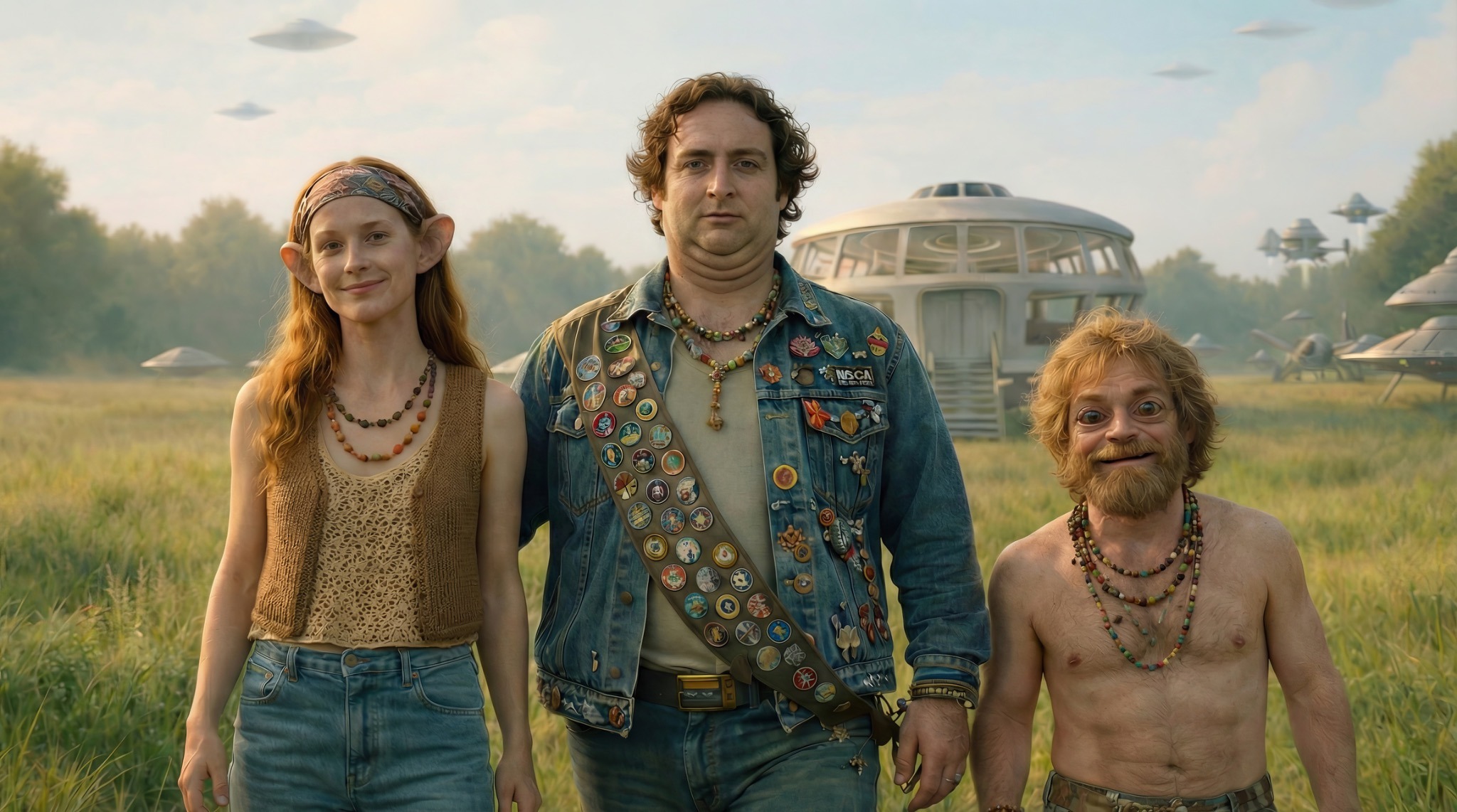 Three off-world travellers arrive near Woodstock in 1969 and adopt human forms before joining the festival crowd